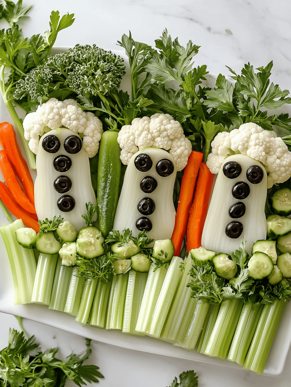 Spook-tacular Ghost Veggie Platter: A Halloween Snack with a Friendly Fright